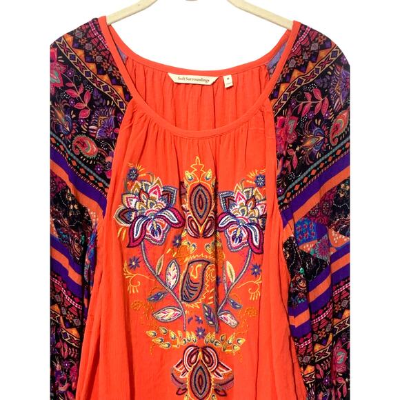 Soft Surrounding Blame Rio Floral Embroidered Boho Blouse Top sz M NWOT - Picture 3 of 9